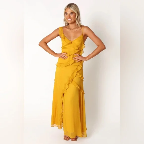 Petal & Pup Yellow Ruffle Maxi Dress - Picture 1 of 11